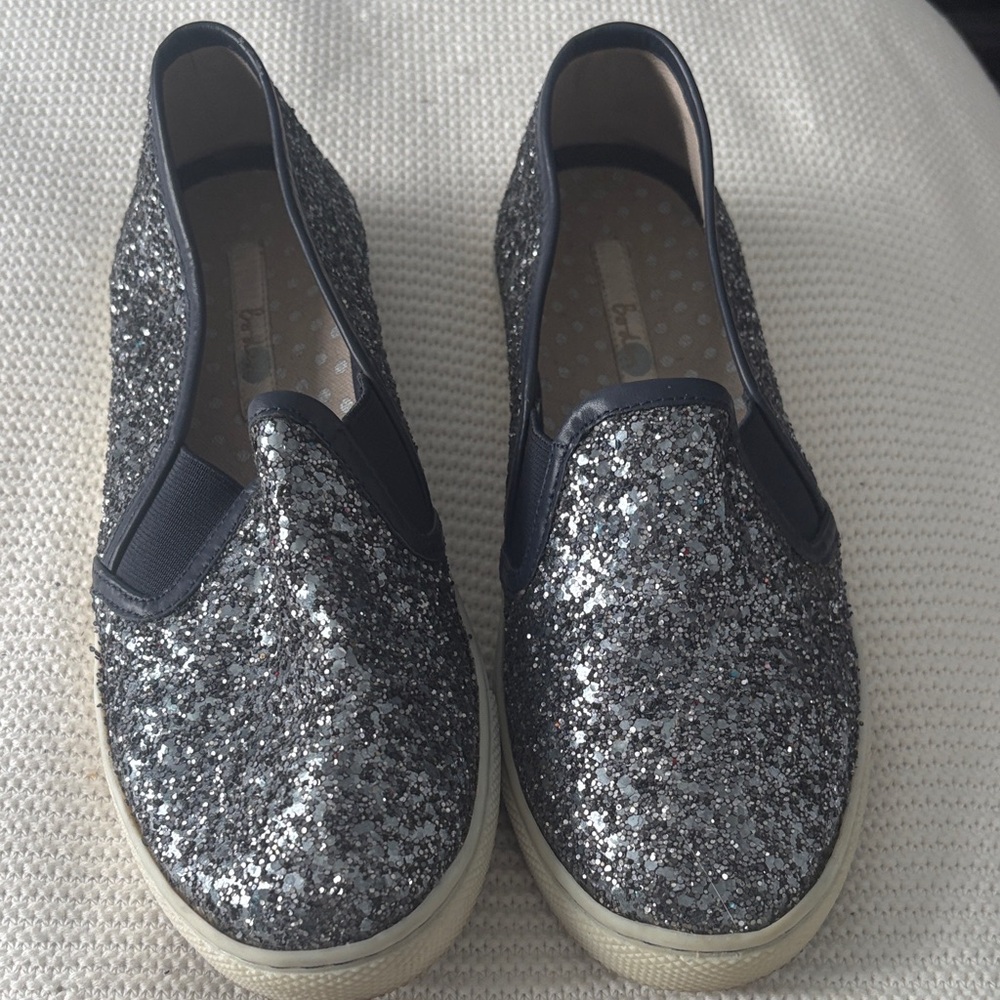 Boden Silver Glitter Flats